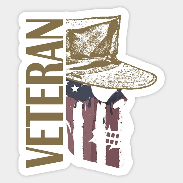 Veteran Painted American Flag Military Skull Sticker by Sneek661